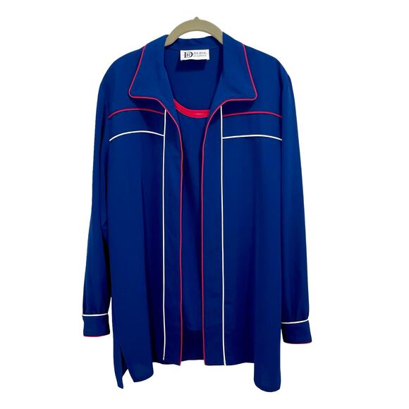 Vintage 80s Da Rue Blue Tank Long Sleeve Cardigan Set - Size 12 - Picture 8 of 10